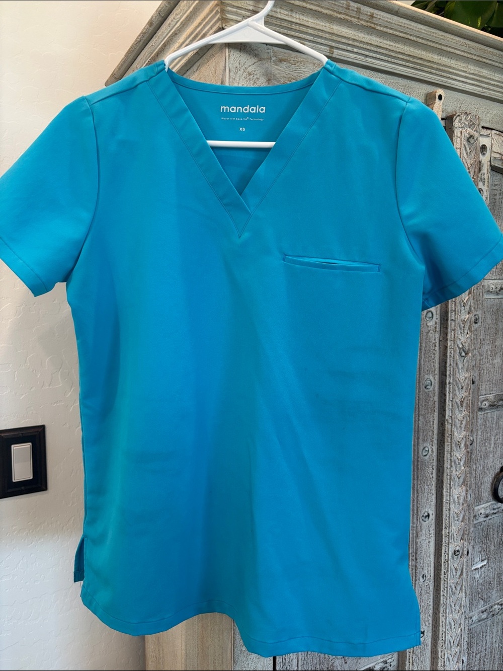 Mandala wonems V-Neck Top in Teal Blue